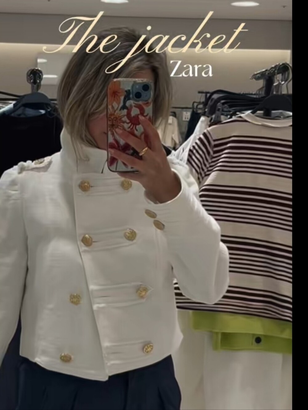 Zara  Military Textured Blazer Jacket with Gold Buttons Size XS